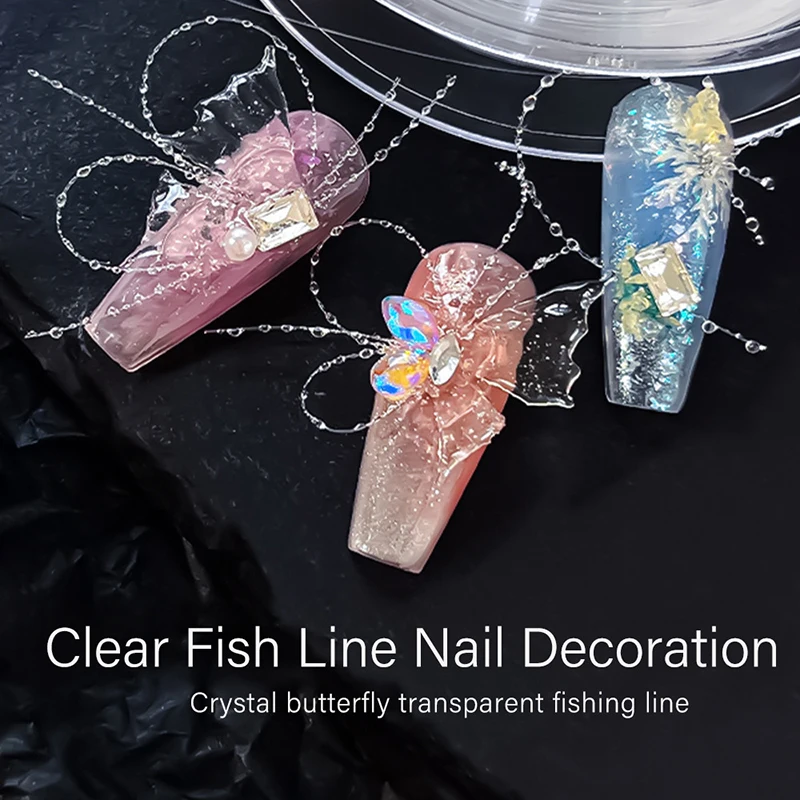 100 m stile sognante decorazione fata seta nail art farfalla di cristallo linea trasparente accessori per unghie decorazione glitter per unghie