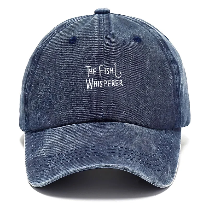 Customize Fish Whisperer Vintage Washed Cotton Baseball Cap Adjustable Distressed Trucker Hat for Men Fishing Humor Sun Hat Caps