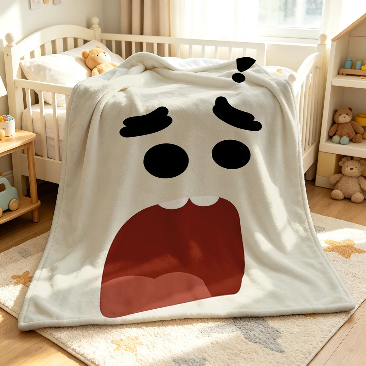 Shock Face Flannel Blanket Warm Soft Halloween Christmas Couch Warm Cozy Decorative Decor Gift for All Season