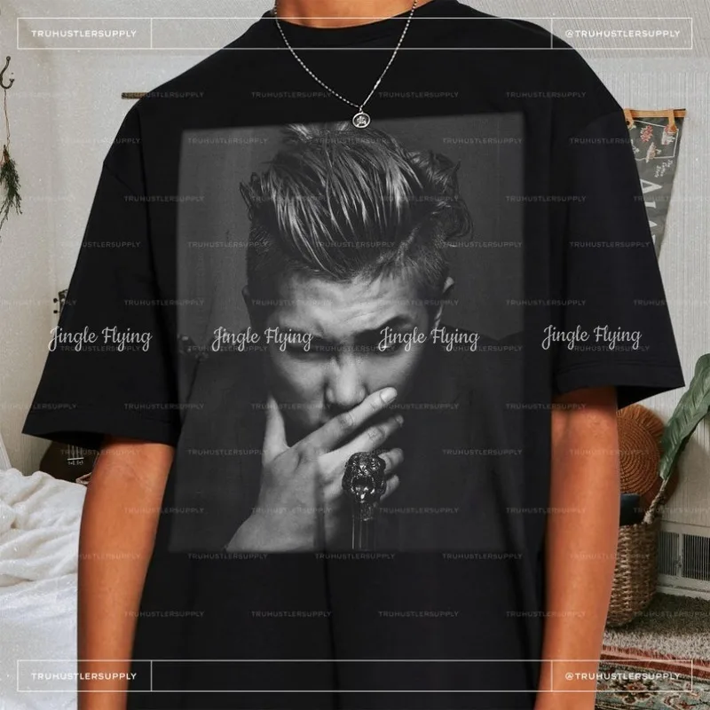 Футболка Badass Rap Monster Man Bun Potrait с длинными волосами Футболка Namjoon Футболка Pop Merch