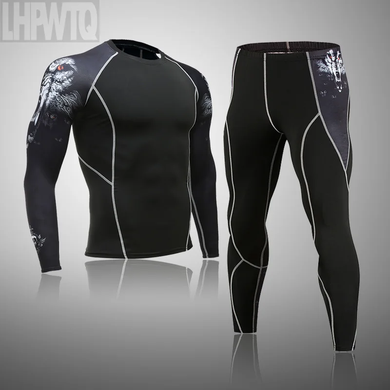 

Men's Running Sports Suit MMA Rashgard Male Quick Drying Sportswear Compression Clothing Fitness Training Kit Thermal Underwear