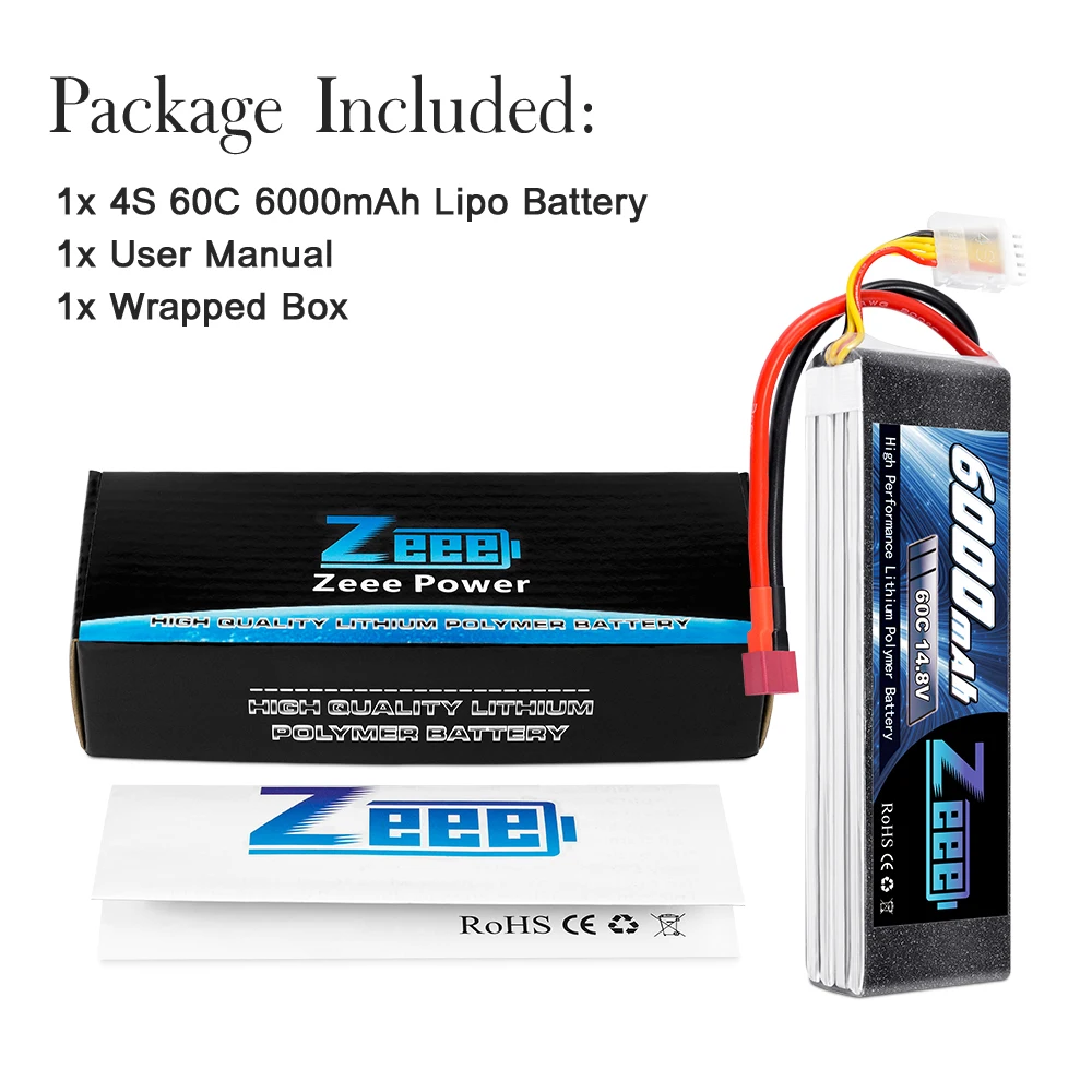 Zeee 4S 6000mAh Lipo batteria 14.8V 60C Softcase con Deans Plug per RC Car Racing Truck Buggy FPV Drone RC Hobby Model Parts