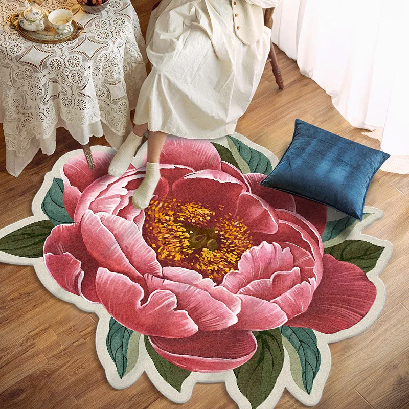 

New Floral Rugs Bedroom Bedside Lounge Carpet Decoration Home Non-Slip Mat American-Style Living Room Special-Shaped
