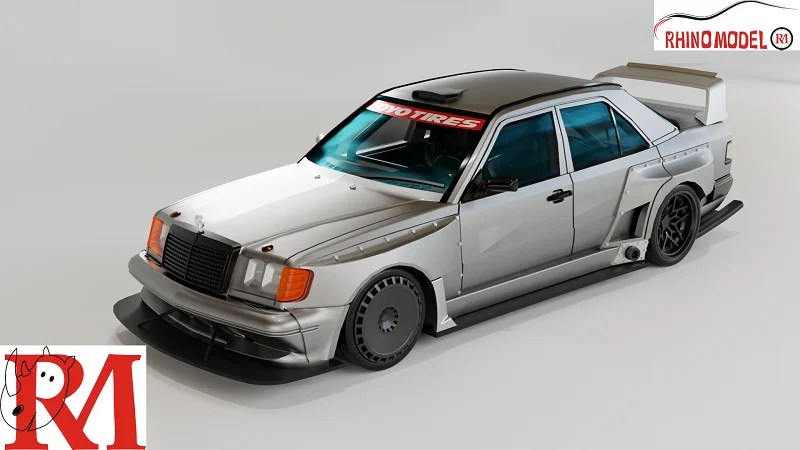 **Pre-order **Rhino Model RM 1:64 MB W124 Zilverrode modelauto