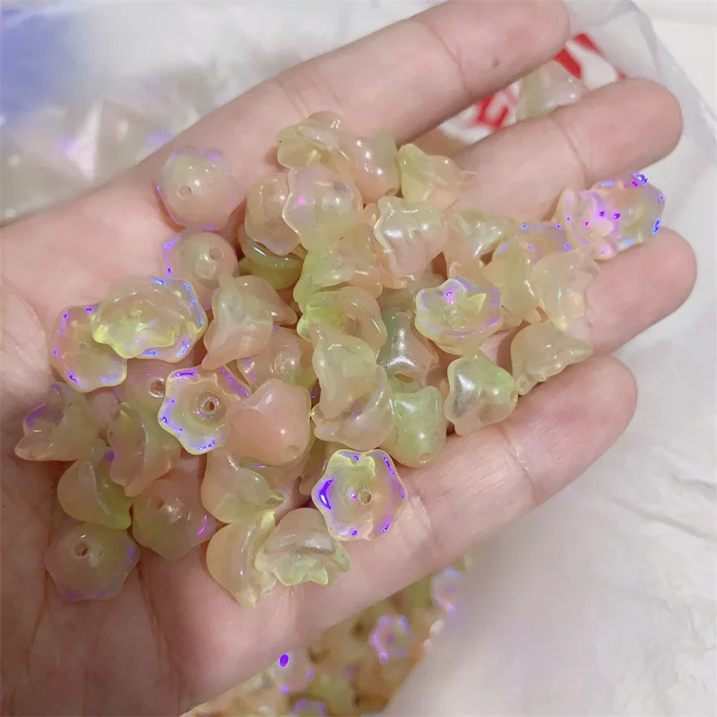 50pcs /Lot 6*10mm Lily of The Valley Flower Lampwork Beads Gradient Color Flower Bud Glass Beads DIY Jewelry Making Accessories