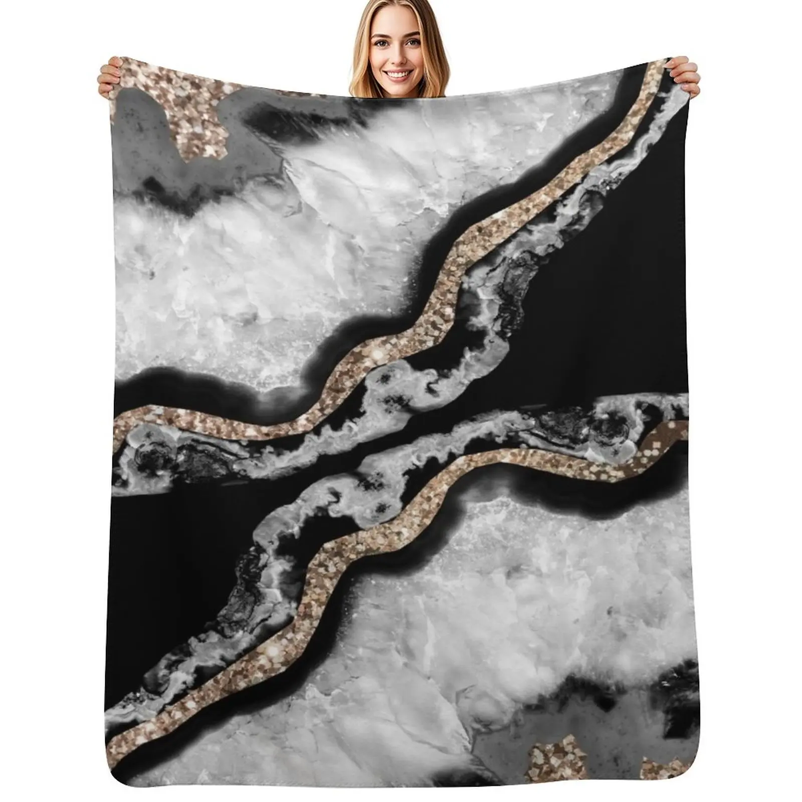 

Yin Yang Agate Glitter Glam #8 (Faux Glitter) #gem #decor #art Throw Blanket Reusable Durable Soft Blanket for All Seasons