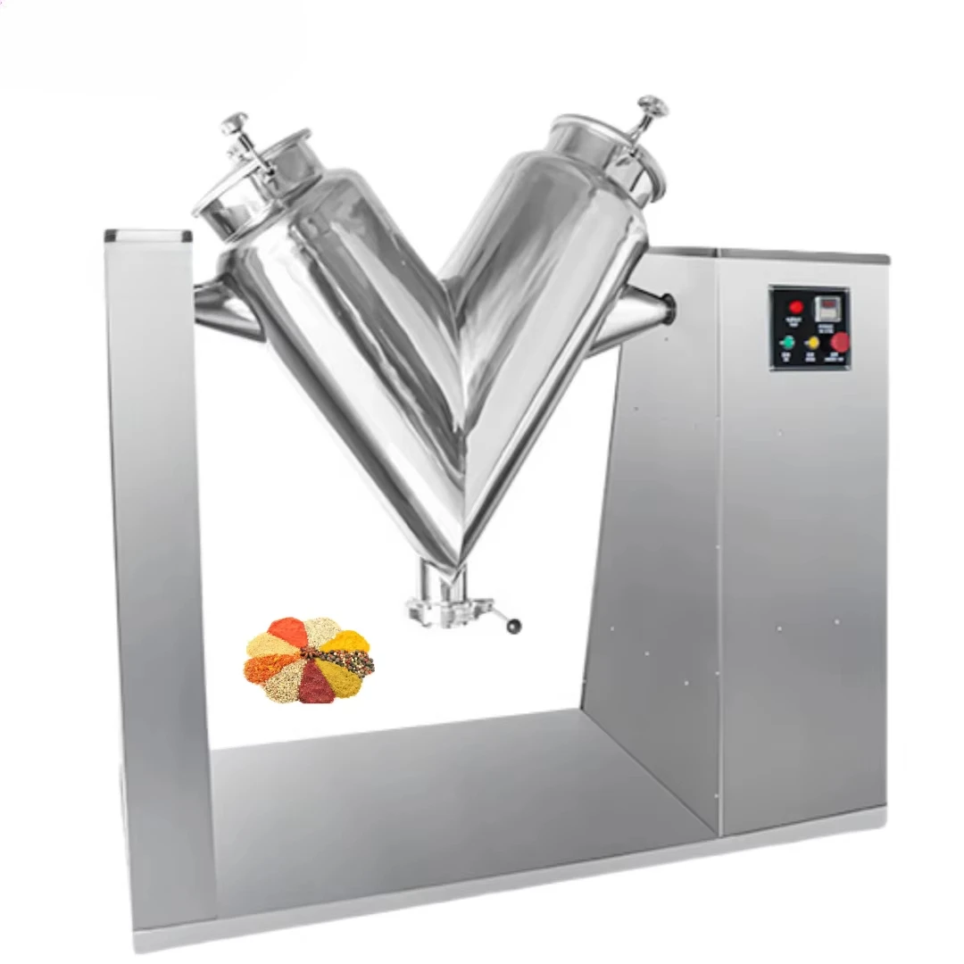 Industrial Pigment Double Arm V-Type 50L Blender Homogenizer Mixer Machine for Kitchen Spice Powder Granular Chemical Lab