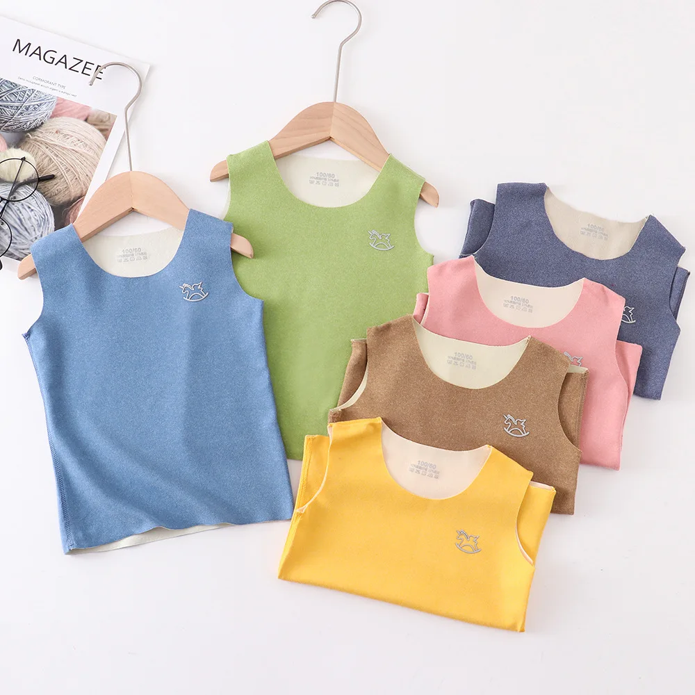 

Vest AB Face Plush German Boys and Girls Children's Clothing Seamless Vest Autumn and Winter Baby Base Shirt Vest