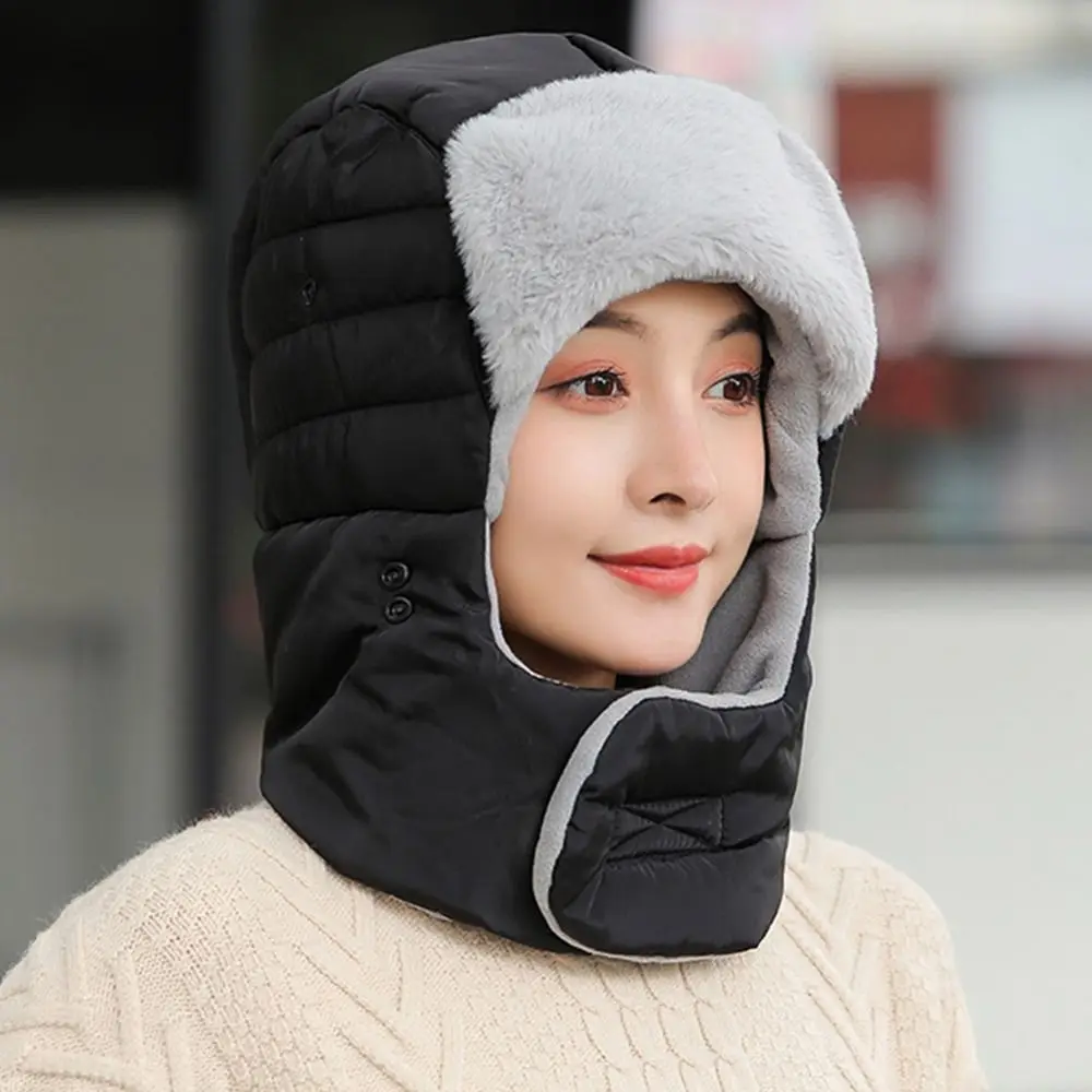 Cold Protection With Anti Fog Glasses Plush Thermal Trapper Hat Cold-proof Thicken Cycling Caps Head Cover Winter Warm