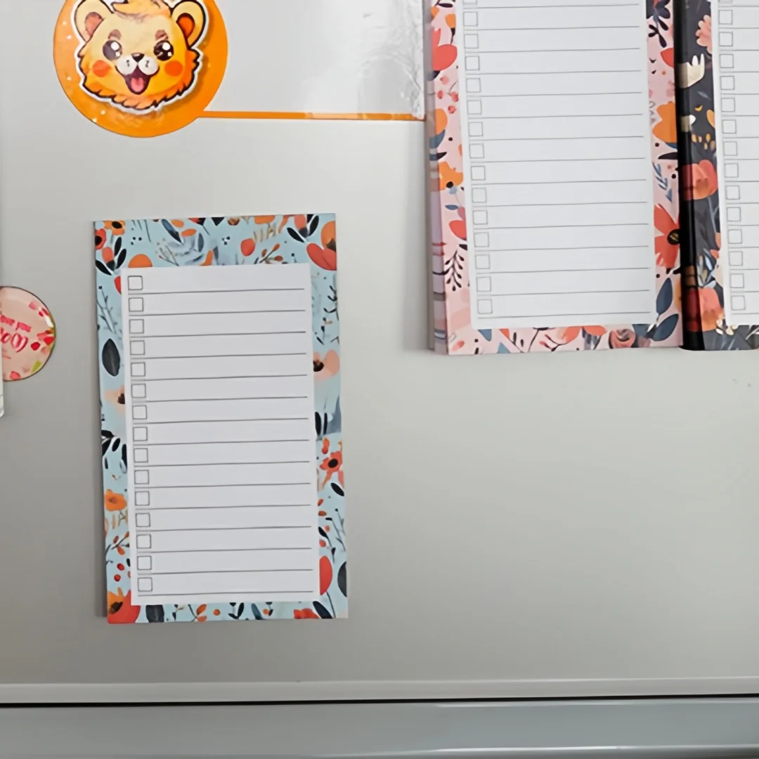 1 Stück magnetischer Kühlschrank-Notizblock mit Blumenmuster, tragbarer magnetischer Notizblock zum Abreißen, Einkaufsliste, Planer für Zuhause, Küche, Büro – Detail 2