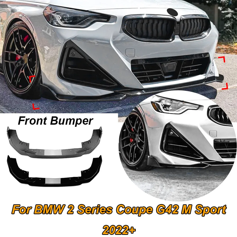 

For BMW 2 Series Coupe G42 M Sport 2022+ Cars Accessories Car Front Bumper Splitter Lip Body Kit Spoiler Gloss Black Canard