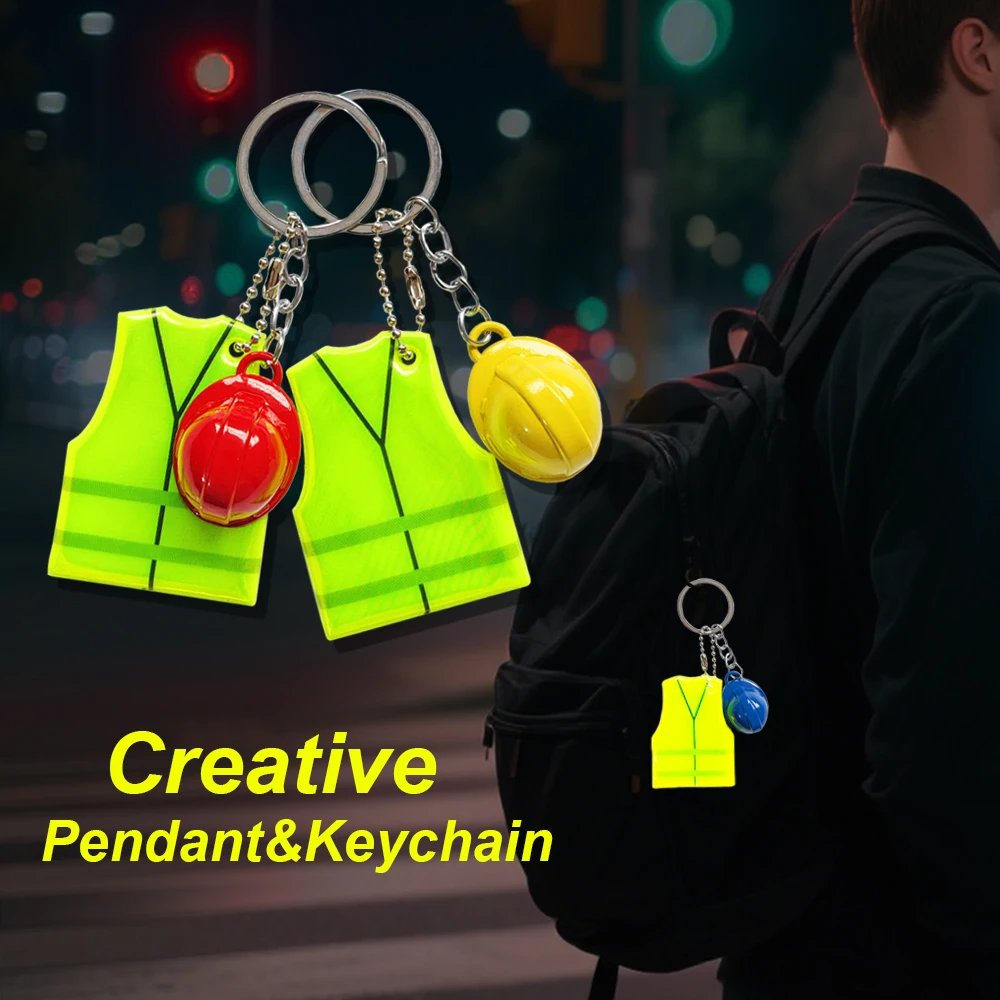 Creative Vest + Helmet Shaped Keychain, Travel Sports Pendant for Backpack Luggage Hanging Accessories