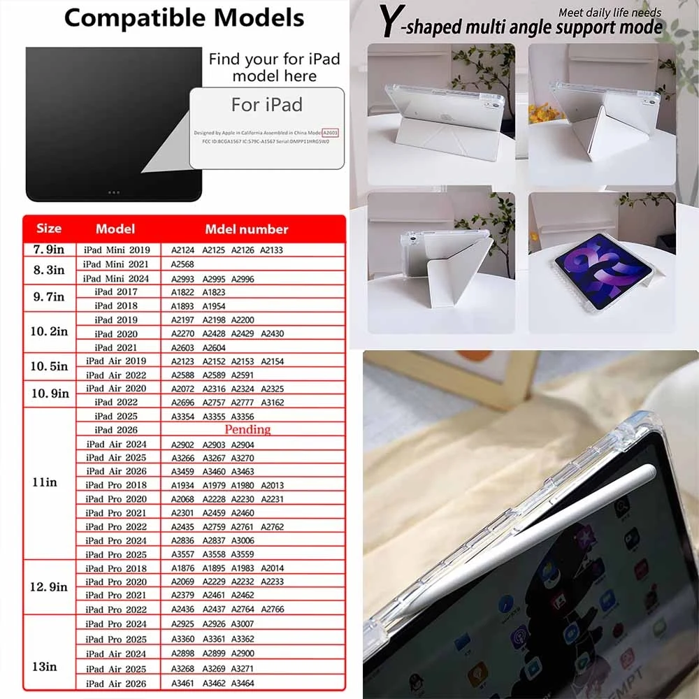 Fashion Heart LOVE For iPad mini Air Pro 13 12.9 11 10.9 10.5 10.2 9.7 8.3 7.9 inch 5 6 7 8 th Pen slot Tablet Case