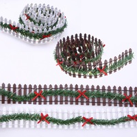 MicoLandscape Christmas Elf Fairy Garden Miniature Wooden Fence Handmade LED Light String Vine Landscape Greenery Evergreen Prop