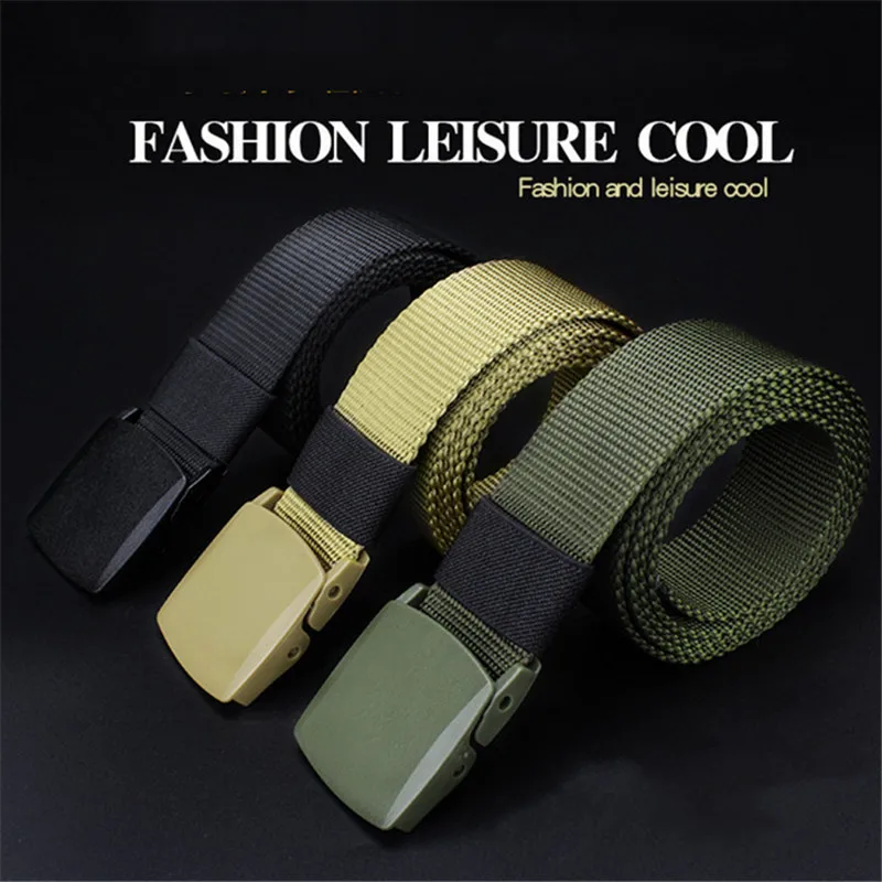 Men Female Belts Nylon Adjustable Belt Men Outdoor Travel Waist Belt with Plastic Buckle for Pants 120cm