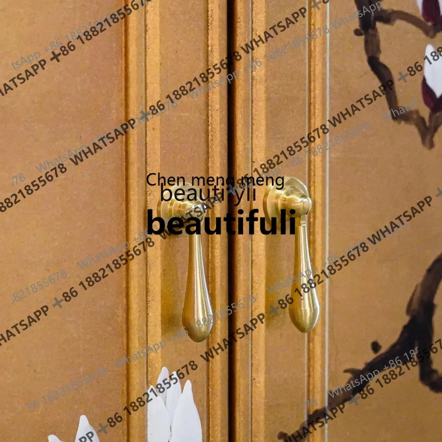X Q New Chinese style painted gold foil partition cabinet   curved entrance cabinet