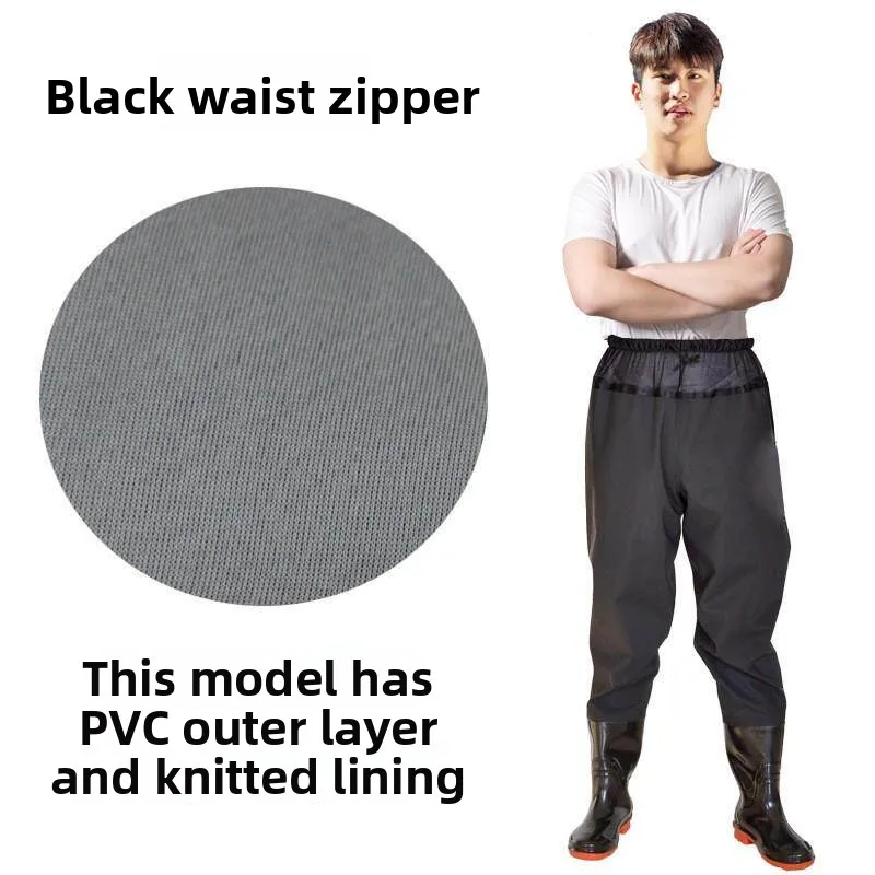 Thickened Waist-Length Overall Rain Pants with Boots Ultra-Light Fishing Waterproof Half-Body Rain Pants for Men And Women - view 5