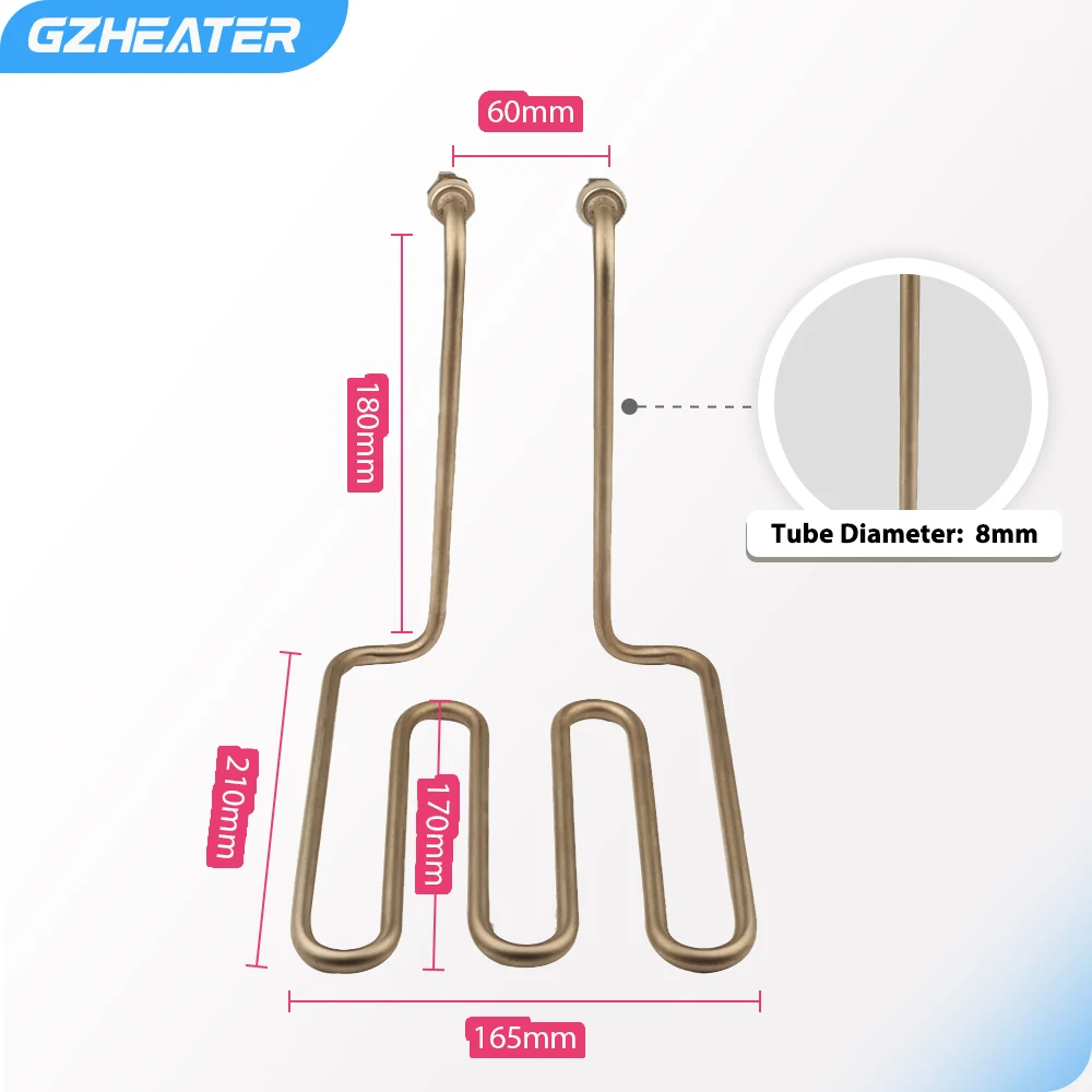 GZHEATER 3U Stainless Steel Fryer  Heating Tube 220V 2500W Electrical Heating Element for Electric Frying Pan
