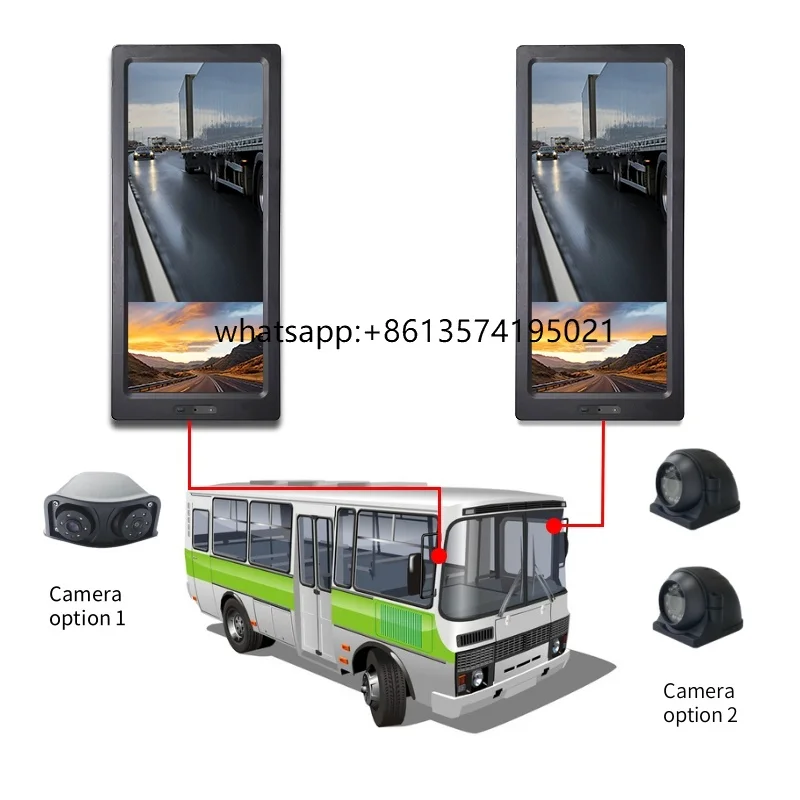 

12.3 Inch HD Dual Screen Reverse Electronic RV Mirror Truck DVR Recorder 1080p Rear View Bus Blind Spot Monitoring