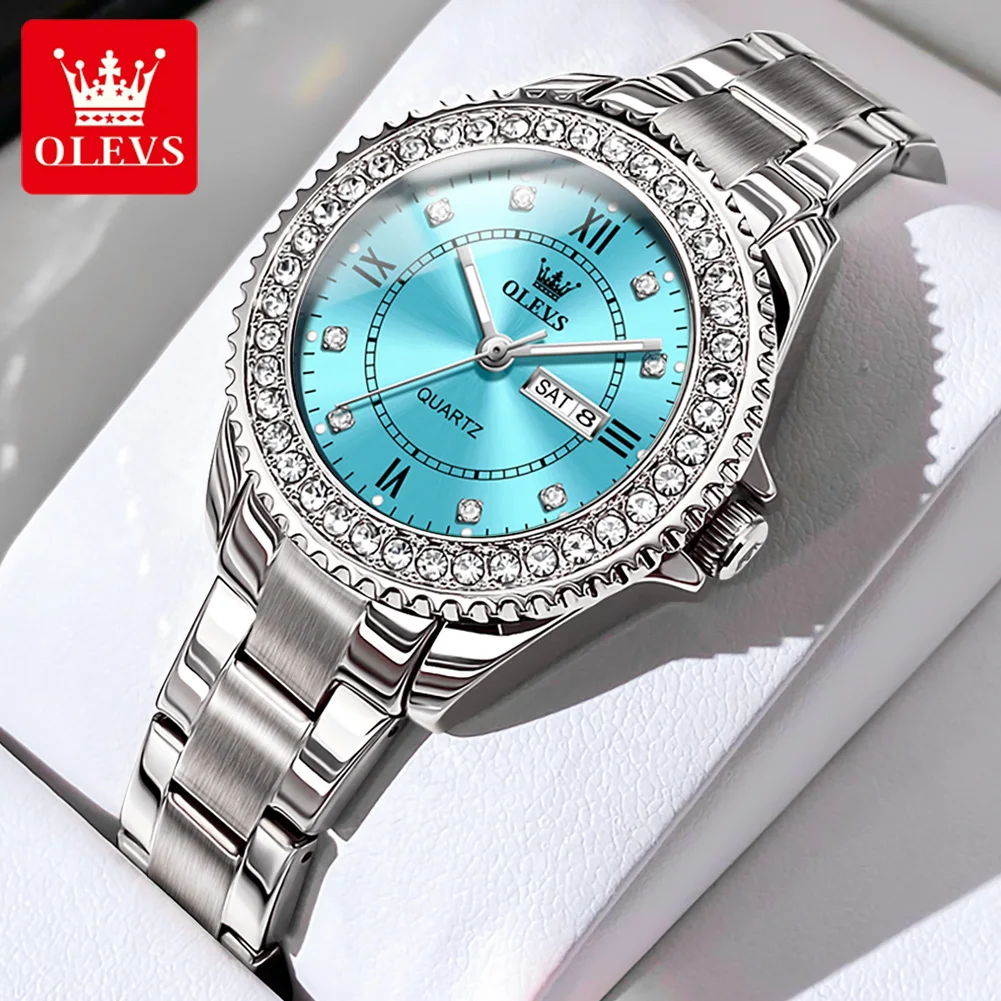 

OLEVS Brand New Fashion Quartz Watch for Women Stainless Steel Waterproof Week Date Luxury Womens Watches Relogio Feminino