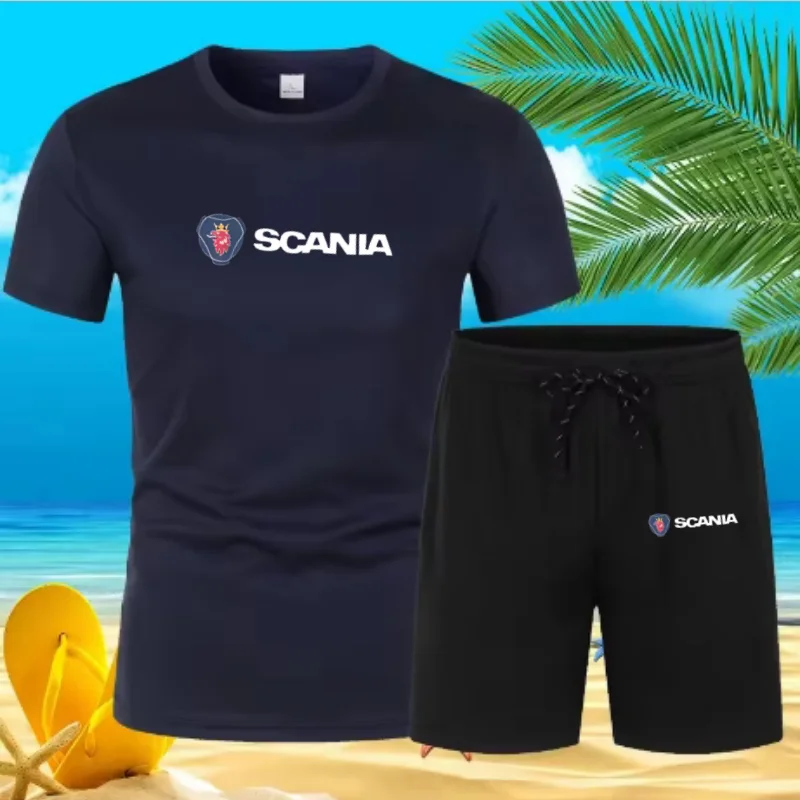 Летние мужские модные футболки с принтом SCANLA, мужские креативные удобные футболки, комплект дышащих быстросохнущих повседневных шорт.