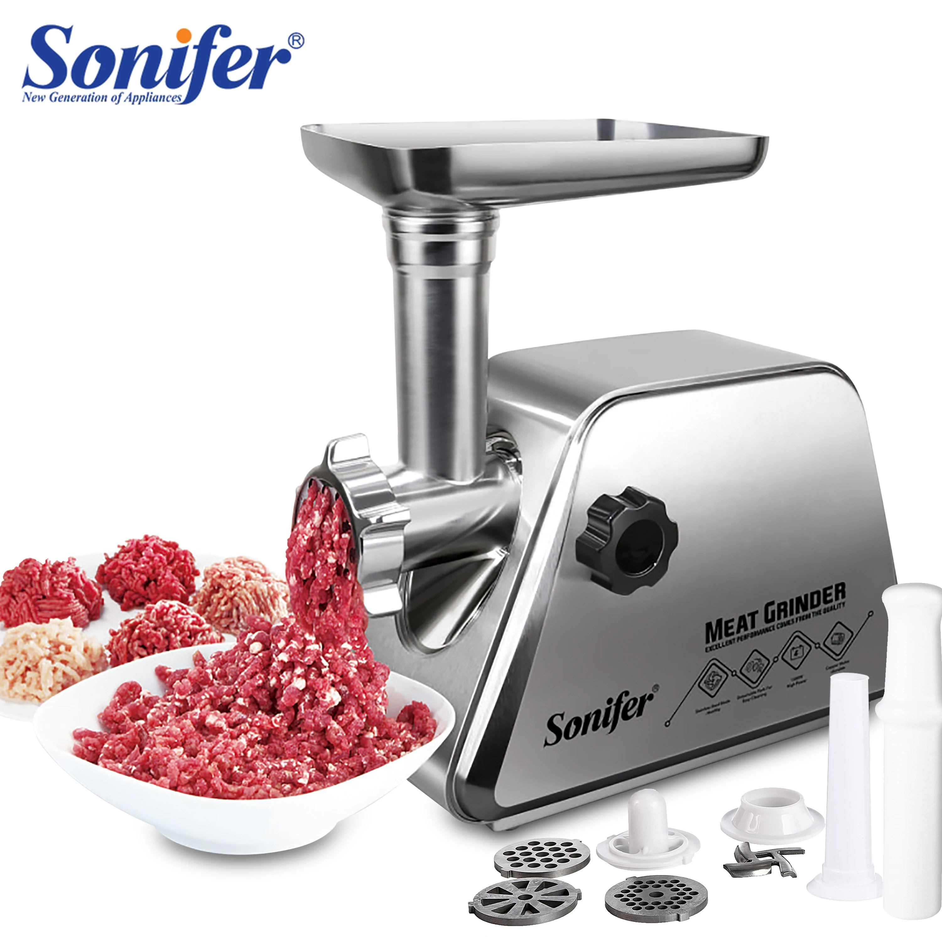 

Electric Meat Grinders Stainless Steel Heavy Duty Mincer Sausage Stuffer Food Processor Home Appliances Kitchen Chopper Sonifer