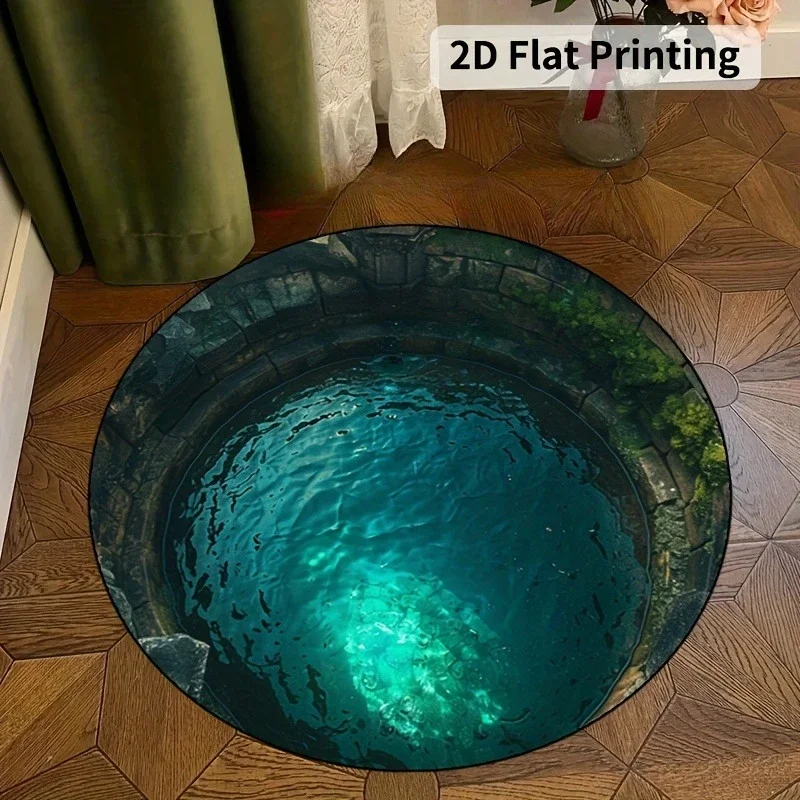 ~O~3D Seawater Visual Design Round Rug – Non-Slip Floor Mat for Living Room, Bedroom & Home Decor