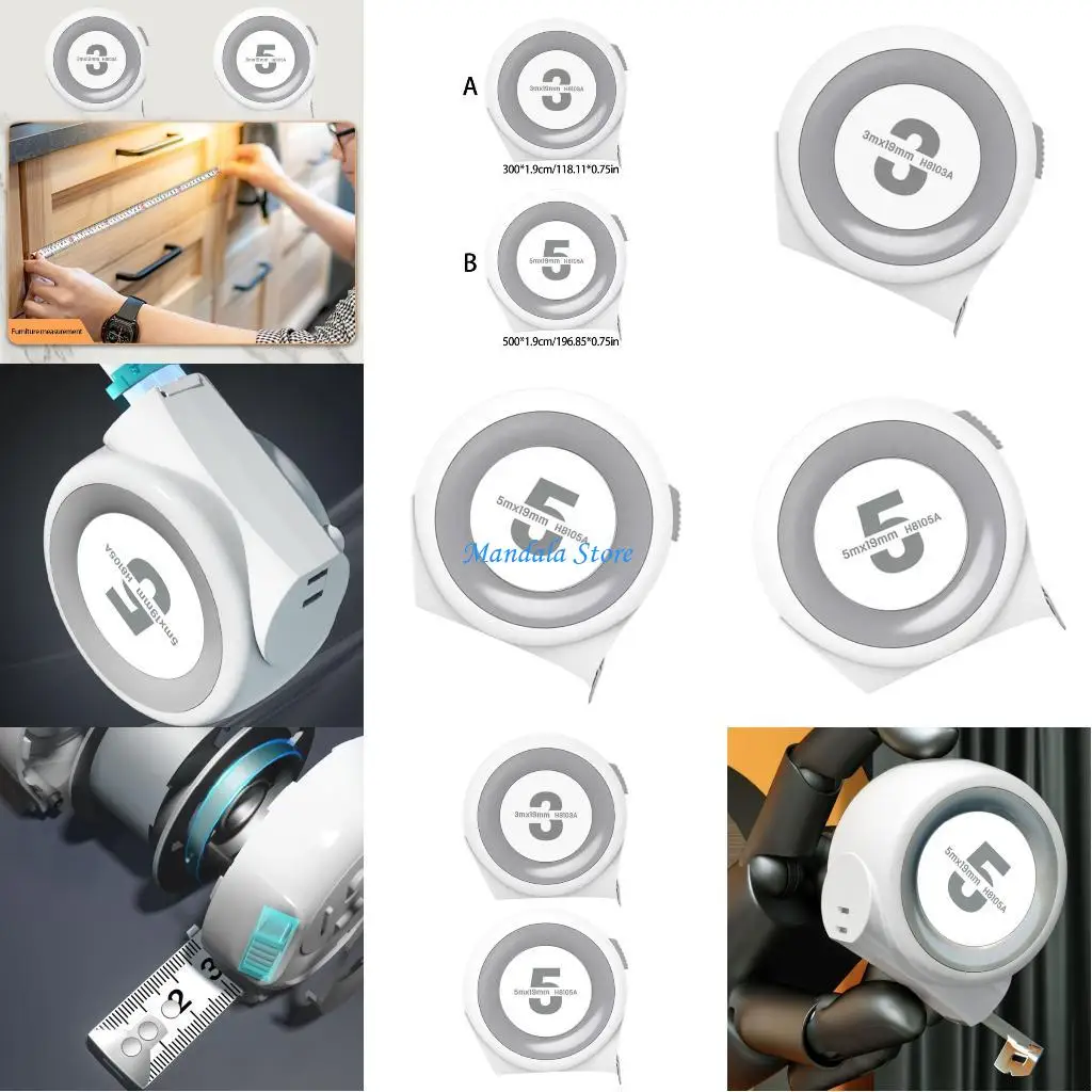 

U2JC Metric Tape Measure Carbon Steel Retractable Ruler Woodworking Ruler Tool