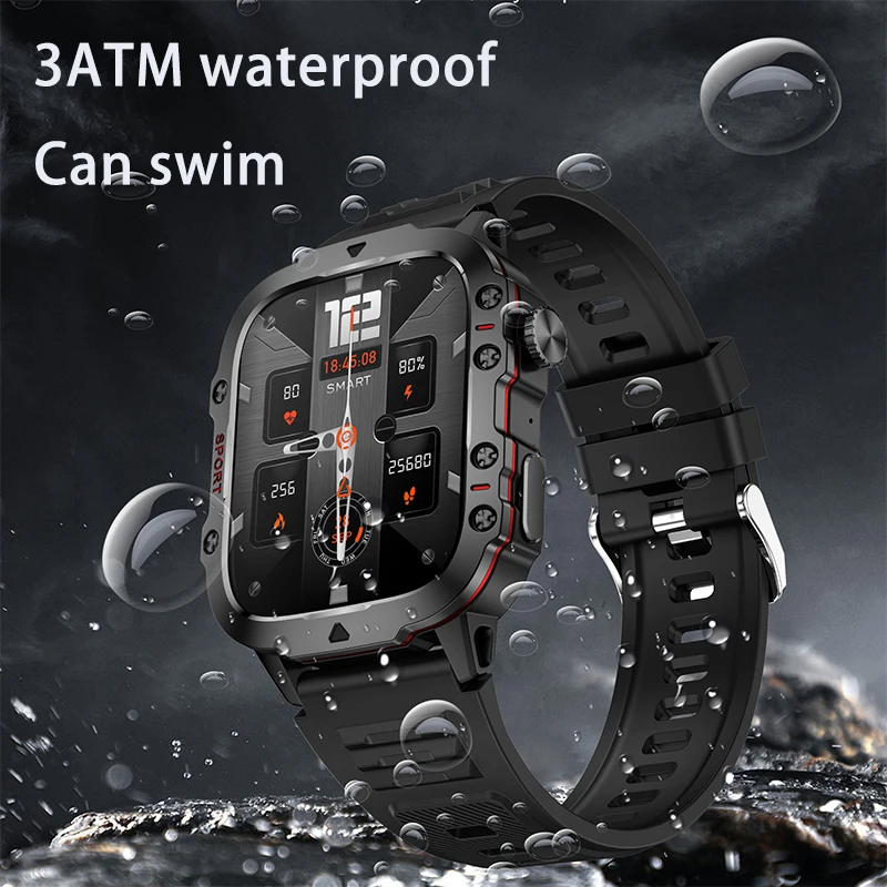 For Xiaomi Rugged Military Smart Watch Men Sports Ftiness GPS Watches IP68 Waterproof 1.96'' AI Voice Bluetooth Call Smartwatch