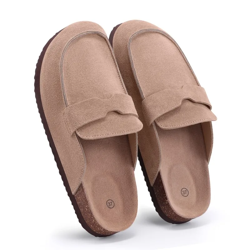 Evshine sabots en daim à la mode pour femmes, Mules d'intérieur et d'extérieur, sabots en liège, pantoufles pour hommes, chaussures de pomme de terre avec Support d'arc 1