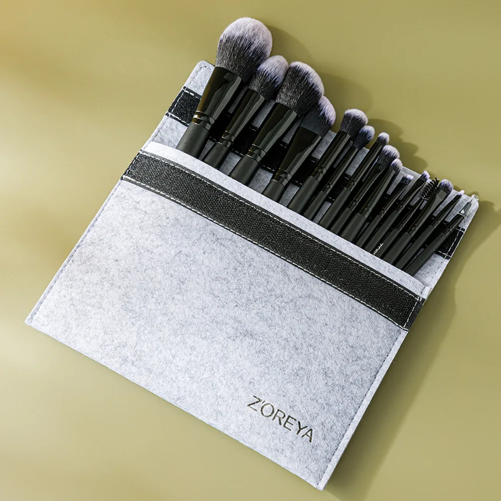 Venda quente portátil vegan compõem conjunto de escova pó fundação olhos escovas kit de pincéis de maquiagem com saco