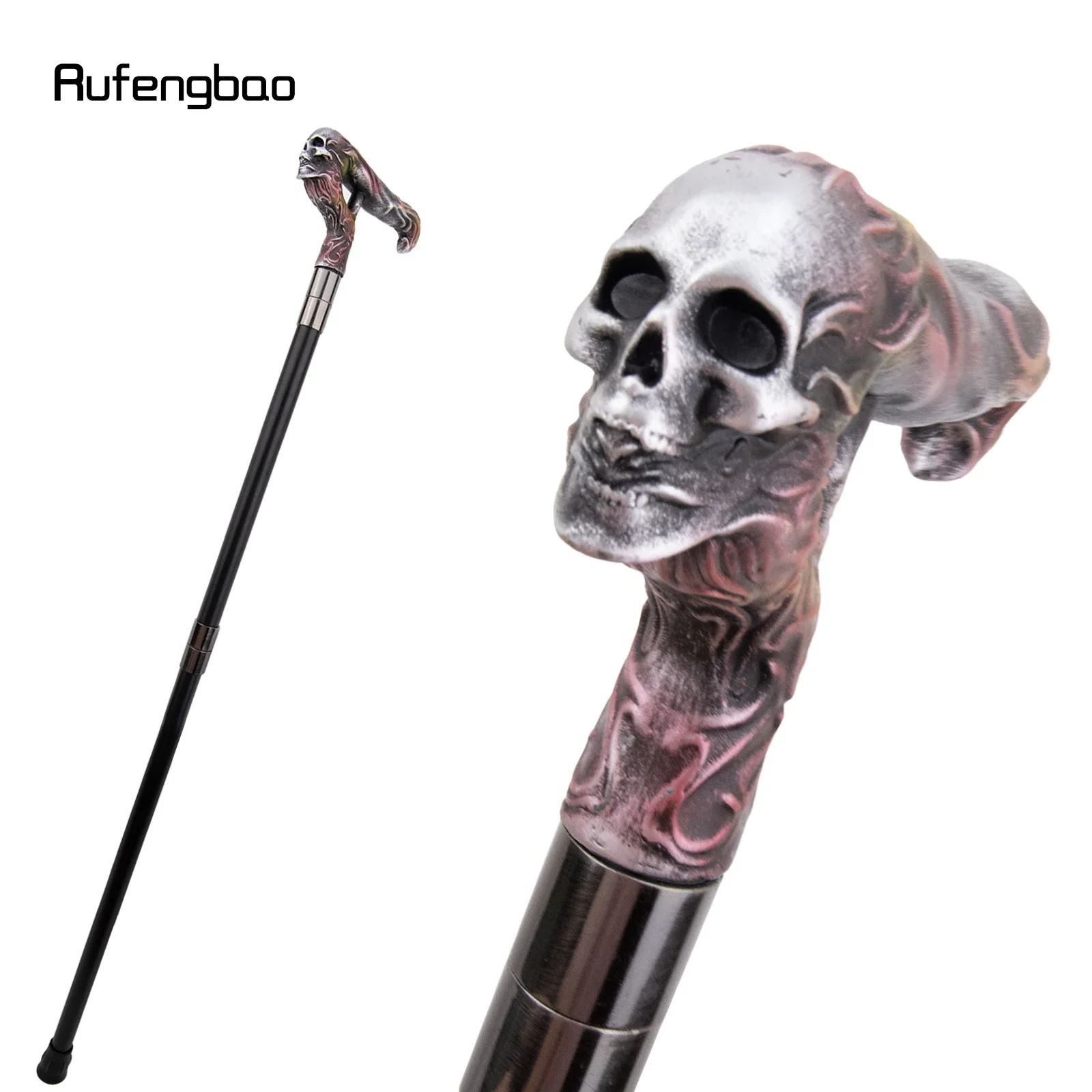 الفضة الراتنج طويل جمجمة رأس قصب ملون موضة ديكور الصلب عصا شهم أنيقة تأثيري قصب مقبض كروسيير 96 سنتيمتر #1