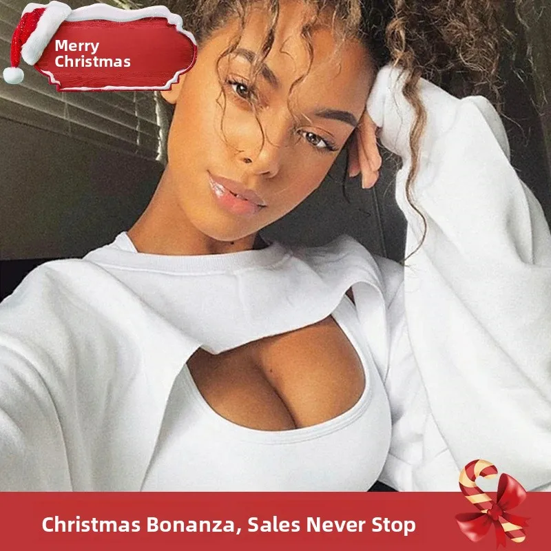 

Sexy Hollow out Crop Top Women Irregular Sweatirt Tops Trendy T-irt Ladies Faion 206 Winter Collection Polyester