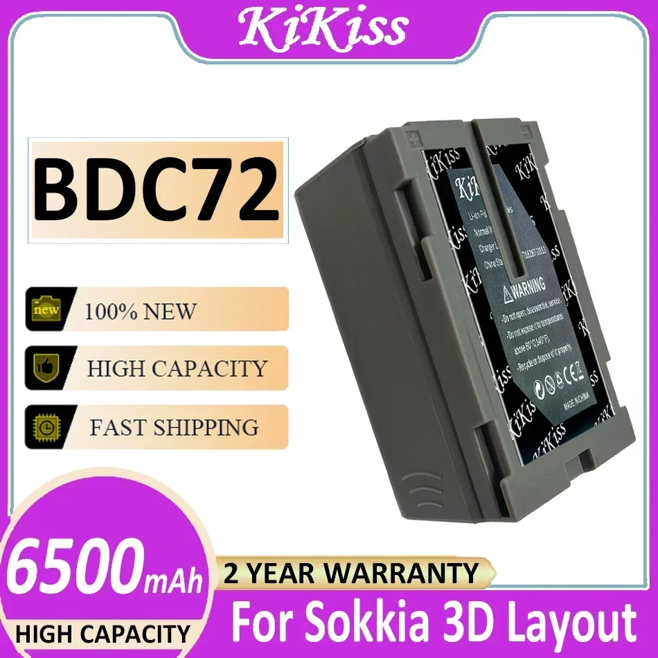 KiKiss Battery BDC72 6500mAh For Sokkia 3D Layout Navigator LN-150 Pipe Laser TP-L6 for Topcon Total Station GM-52 RC-5