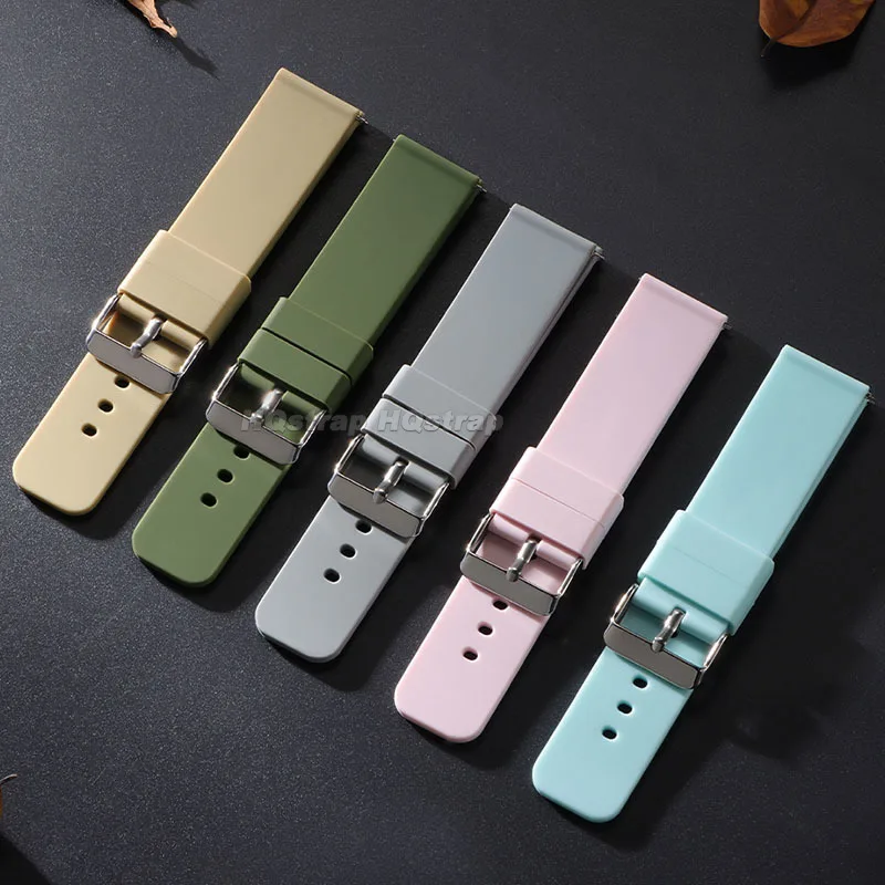 Silicone Strap 12mm 14mm 16mm 18mm 19mm 20mm 22mm 24mm Rubber Watch Band Quick Release Bracelet Waterproof Sport Soft Bracelet