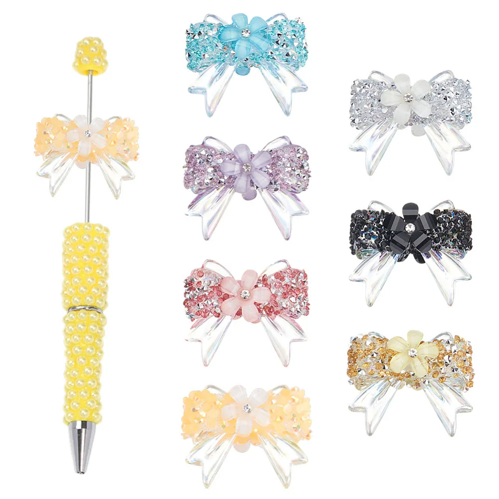 

7Pcs 7 Colors Transparent Resin Beads Bowknot Mixed Color 32x36.5x15.5mm Hole: 3mm 1pc/color