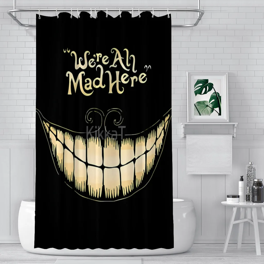 Alice-We're All Mad Here Bathroom Shower Curtains  Waterproof Partition Curtain Designed Home Decor Accessories