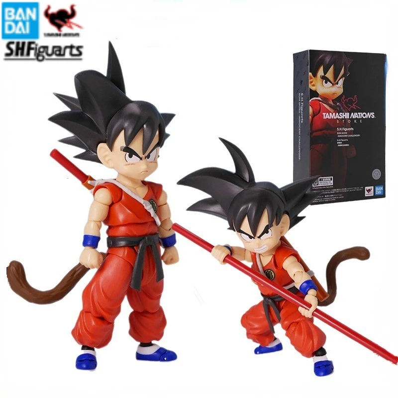 Bandai S.H.Figuarts Original Genuine Dragon Ball Son Goku TNST INNOCENT CHALLENGER Model Anime Action Figure Gifts Collectible