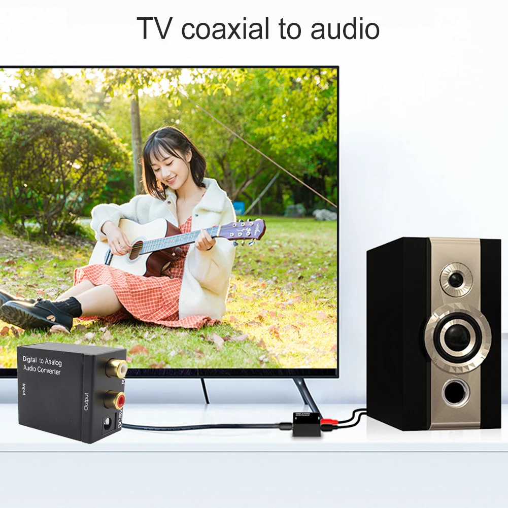 Analog to Digital Signal Dual-chip Fiber Stereo Audio Sound Amplifier Adapter Optical Coax Toslink SPDIF Adapter Converter