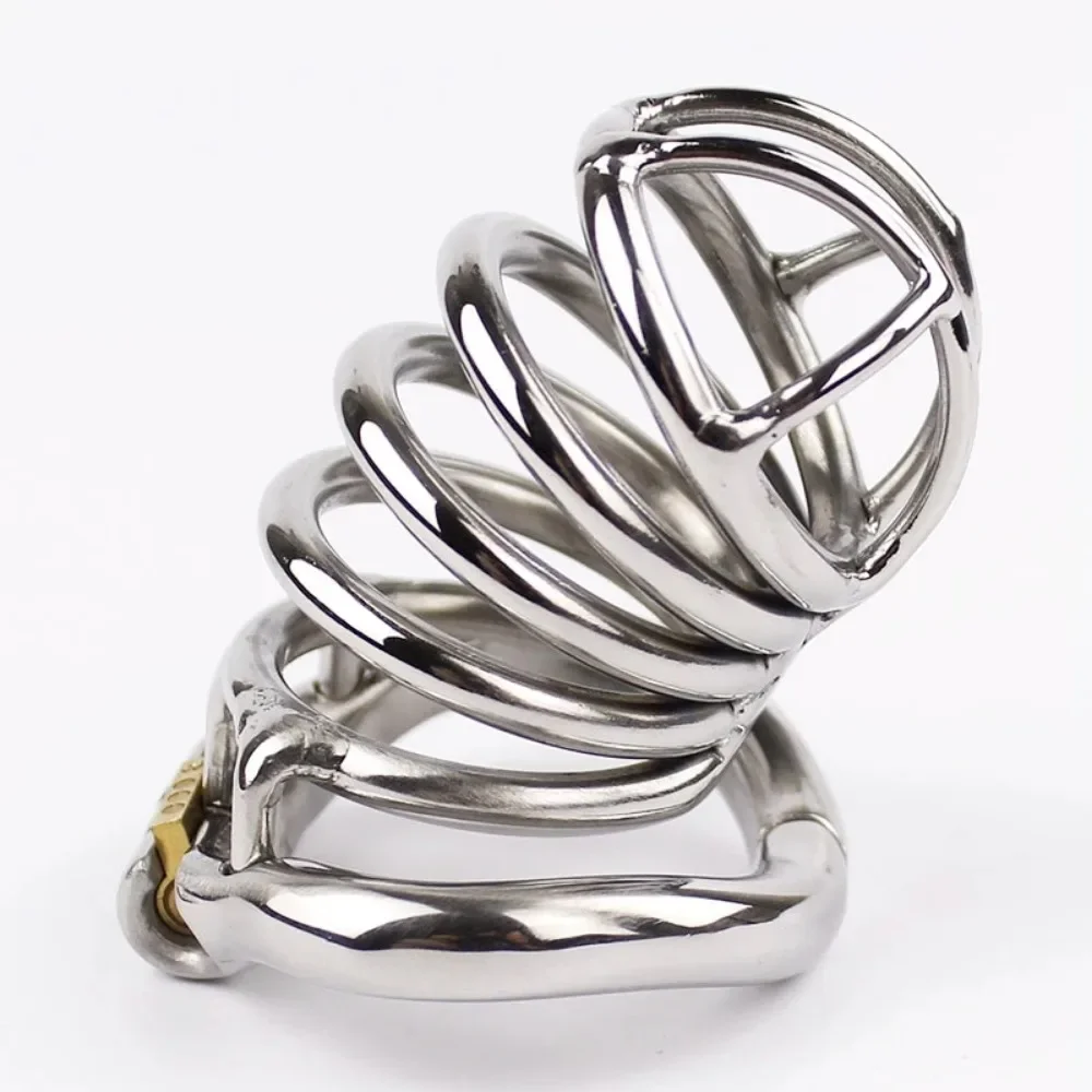 Small Medium Large Stainless Steel Male Chastity Device Metal Cock Cage Arc Penis Ring BDSM Sex Toys for Men Urethral Lock