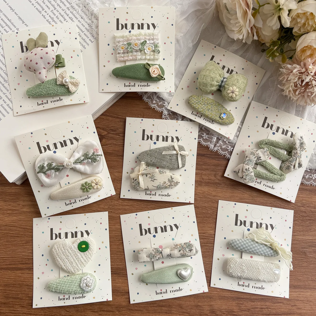 

Fabric Flower Hairpin Cheese Mint Green Ins Style Children's Side Clip Fresh Girls accessory Cute Hair Clips Gift