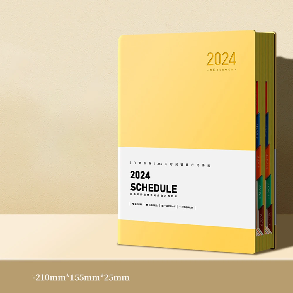 2024 Plan Notebook Agenda Book Daily Weekly Monthly Planner Sketchbook Notepad Thickened Efficiency Manual Work Notebook