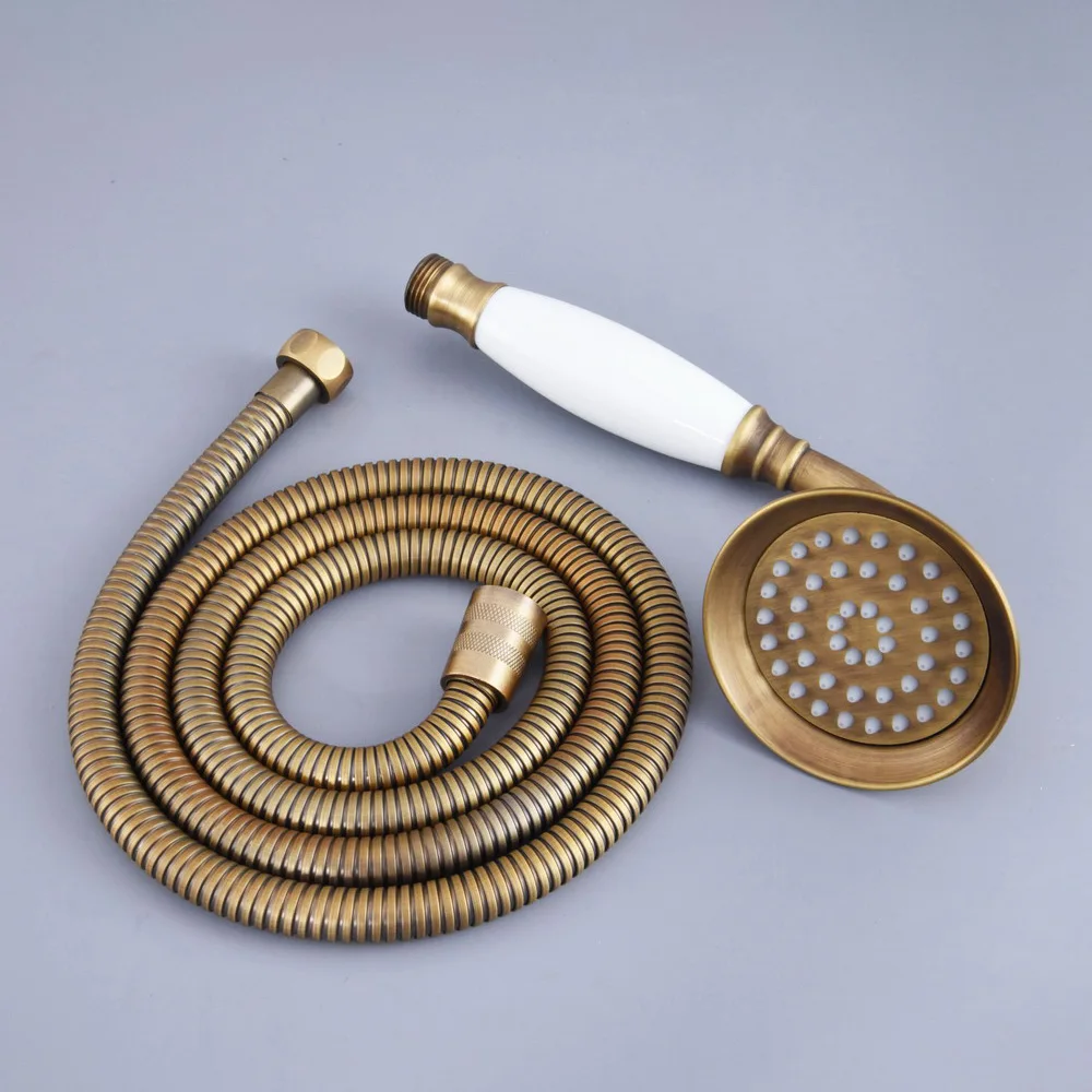 Antique Brass & Ceramics Telephone Hand Held Shower Head & 1.5 m Hose shower set Nhh113