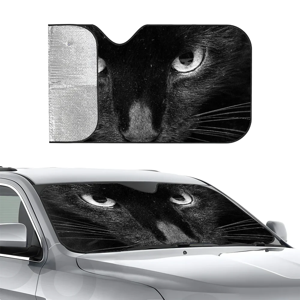 

Black Cat Eyes Car SunShade Three-layer Insulation Car Front Windshield Sun Shade Suction Cup Blocks UV Rays Sun