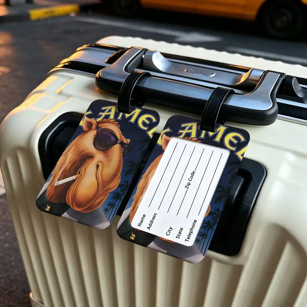 retro Vintage C-Camel brand Cigarettes PVC Waterproof Luggage Tag Anti lost Information Card Cover For Student Bag Travel