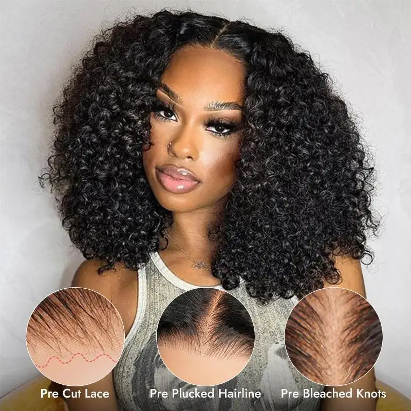 Wig Alipearl Hair Model Curly Wave Tanpa Lem, Sudah Diputihkan, Sudah Dipotong, 7x5 Siap Pakai, Wig Closure Rambut Asli Dengan Hairline Pre Plucked