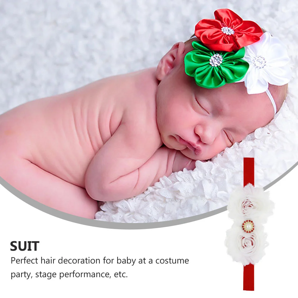 3-teiliges Weihnachts-Stirnband, Haar-Stirnbänder, Schleife für Mädchen, Baby-Kopfschmuck, Neugeborene, Foto-Requisiten, elastisch