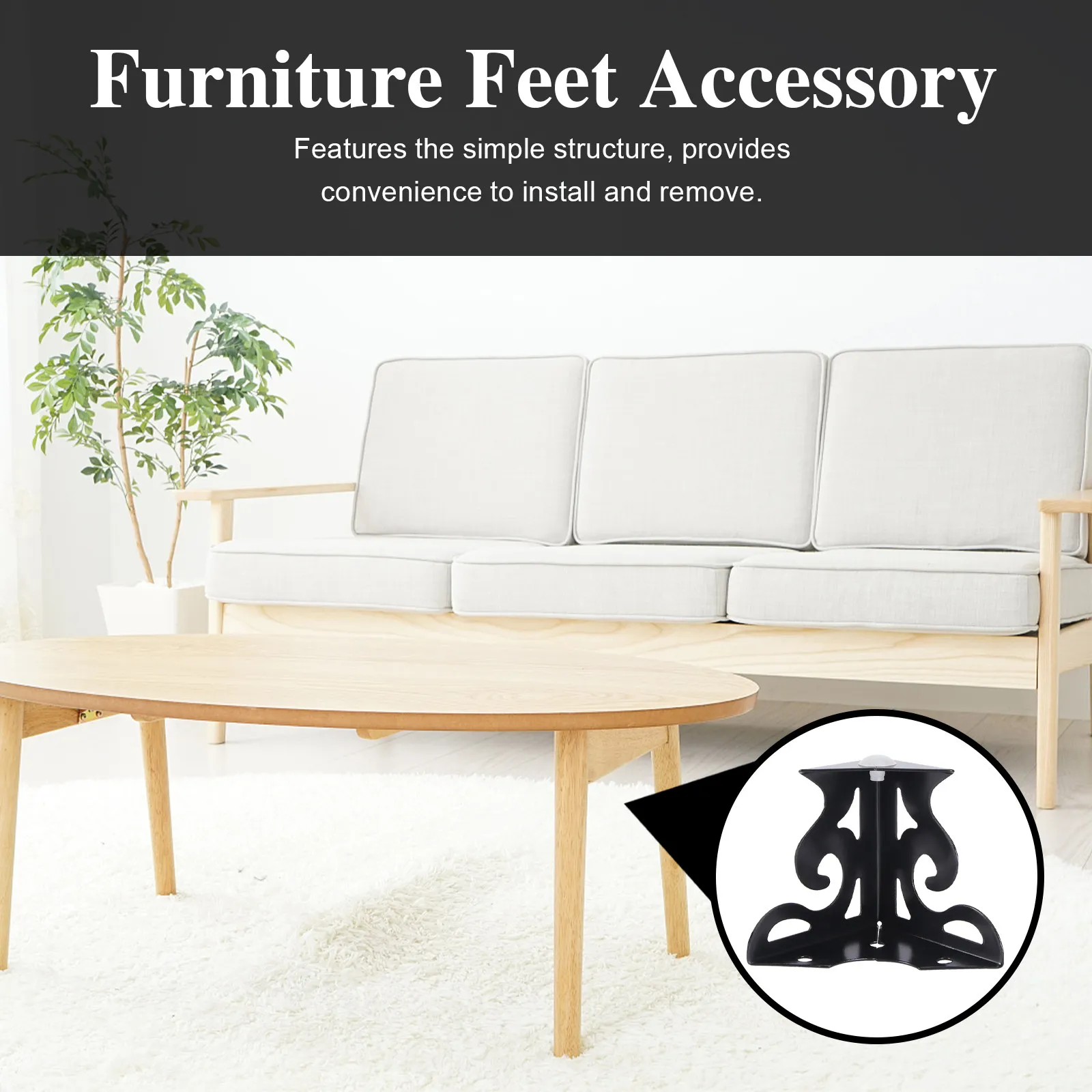 4pcs Feet Hollow out Durable Furniture Feet Accessory Adjustable Support Tea Table Sofa Legs Iron Black Easy Installation