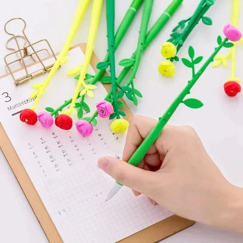 10pcs Cute Stationary Creative Plastic Gel Pen Imitation Flowers Ink Student Writing Supplies