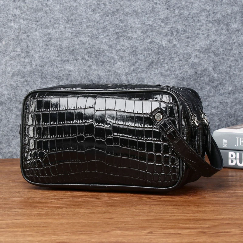 Genuine Leather alligator pattern large capacity men's briefcase bag Real cowhide bag fashion men's bag Clutch bag